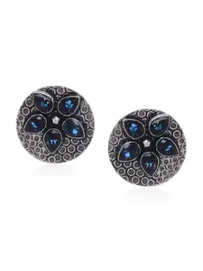Bamboo Tree Jewels Silver-Plated Circular Studs Earrings