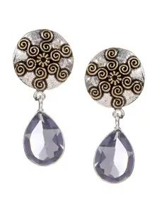 Bamboo Tree Jewels Silver-Toned Contemporary Drop Earrings