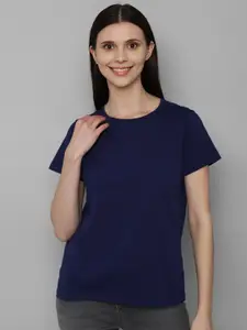 Allen Solly Woman Women Navy Blue Raw Edge T-shirt
