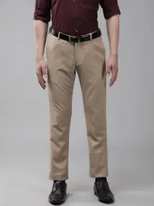Arrow Men Beige Textured Formal Trousers