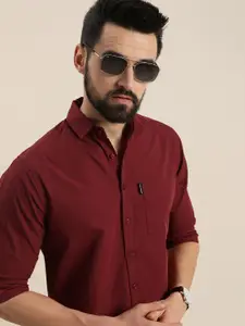 DILLINGER Men Maroon Cotton Casual Shirt