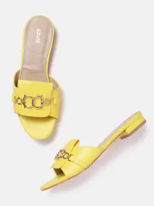 Lavie Women Yellow Open Toe Flats
