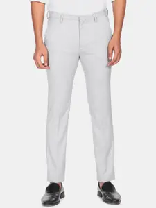 Arrow New York Men Grey Solid Formal Trousers