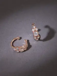 AMI Rose Gold Contemporary Half Hoop Earrings