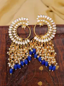 Crunchy Fashion Blue Gold-Plated Contemporary Jhumkas Earrings
