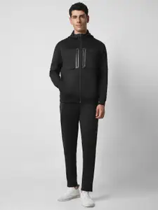 Van Heusen Flex Men Black Solid Slim Fit Tracksuits