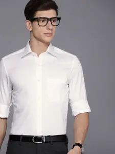 Louis Philippe Men White Self Design Classic Fit Formal Shirt