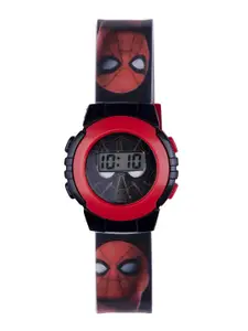 Marvel Boys Black Dial & Multicoloured Wrap Around Straps Analogue Multi Function Automatic Watch