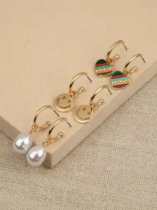 Accessorize London Set of 3 Smiley Rainbow Half Hoop Earrings