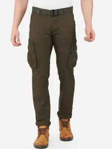beevee Men Olive Green Relaxed Cargos Trousers