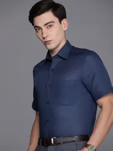 Louis Philippe Men Navy Blue Solid Classic Fit Formal Shirt