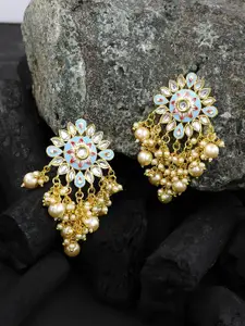 Silvermerc Designs Gold-Plated Blue Contemporary Drop Earrings