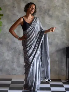 Suta Grey & White Tie and Dye Saree
