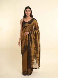 Suta Golden & Black Woven Design Saree