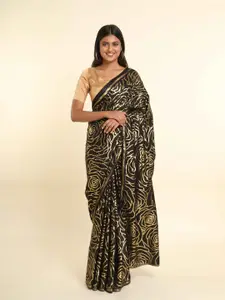 Suta Black & Golden Floral Zari Saree