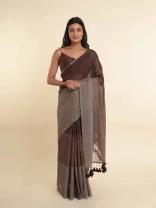 Suta Brown Colourblocked Cotton Blend Saree