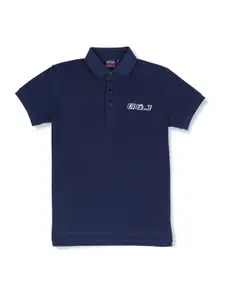 Gini and Jony Boys Navy Blue Polo Collar Cotton T-shirt