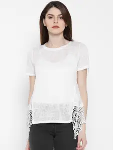 Vero Moda Women White Semi-Sheer A-Line Top