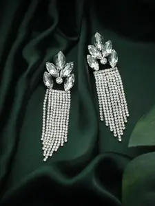 Priyaasi Silver-Toned Contemporary Drop Earrings