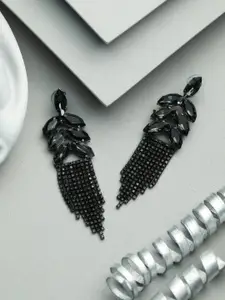 Priyaasi Black Tassel Drop Earrings