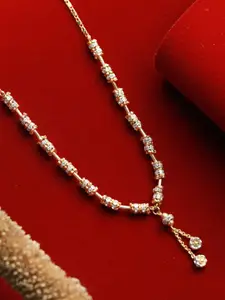 Priyaasi Gold-Toned Brass Gold-Plated AD Necklace