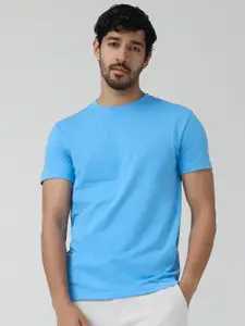 XYXX Men Blue N9 Silver Finish Solid T-shirts