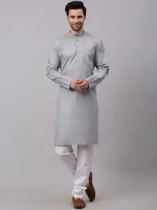 NEUDIS Men Grey Pure Cotton Kurta with Churidar
