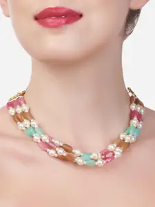 Zaveri Pearls Multicoloured Gold-Plated Beaded Choker Necklace