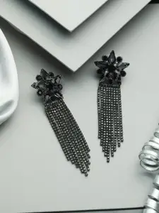 Priyaasi Black Contemporary Drop Earrings