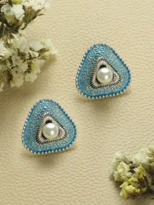 Priyaasi Silver-Toned Contemporary Studs Earrings