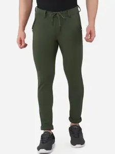 beevee Men Olive Green Solid Track Pants