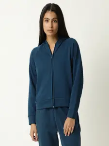 ARTICALE Women Teal Hooded Sweatshirt