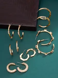 Zaveri Pearls Gold-Toned Contemporary Hoop Earrings