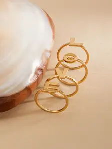 Zaveri Pearls Set  Of 4 Gold Plated Gold Finger Ring