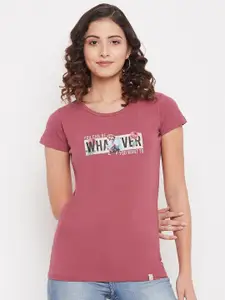 Duke Women Red Typography Printed T-shirt