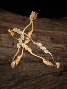 Kushal's Fashion Jewellery Silver-Plated White CZ-Studded Bangle