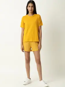 ARTICALE Women Mustard Slim Fit Shorts