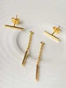 MANNASH Women 925 Sterling Silver Gold Plated Contemporary Drop Earrings