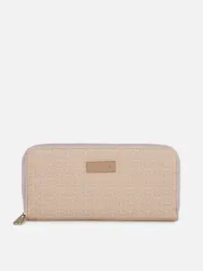 Van Heusen Women Brown Geometric Printed PU Zip Around Wallet