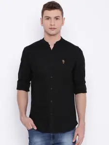 U.S. Polo Assn. Denim Co. Men Black Linen Solid Casual Shirt