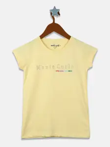 Monte Carlo Girls Yellow Typography Printed T-shirt
