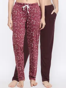 Kanvin Women Pack Of 2 Printed Cotton Lounge Pants