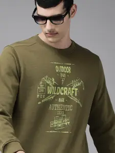 Wildcraft Men Olive Green Printed Sweatshirt