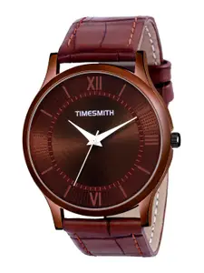 TIMESMITH Men Brown Dial & Brown Leather Wrap Around Straps Analogue Watch