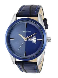 TIMESMITH Men Blue Dial & Blue Leather Straps Analogue Watch