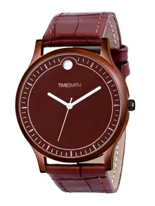 TIMESMITH Men Brown Dial & Brown Leather Straps Analogue Watch