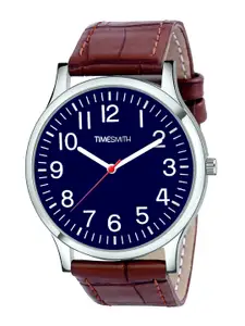 TIMESMITH Men Blue Dial & Brown Leather Straps Analogue Watch-CTC-003