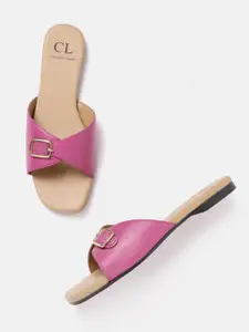 Carlton London Women Open Toe Flats With Buckle Detail