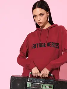 The Roadster Lifestyle Co. Typography Printed Hooded Longline Sweatshirt