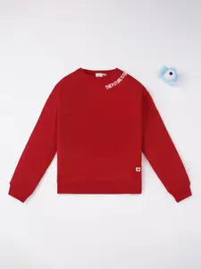 Ed-a-Mamma Girls Red Solid Sweatshirt
